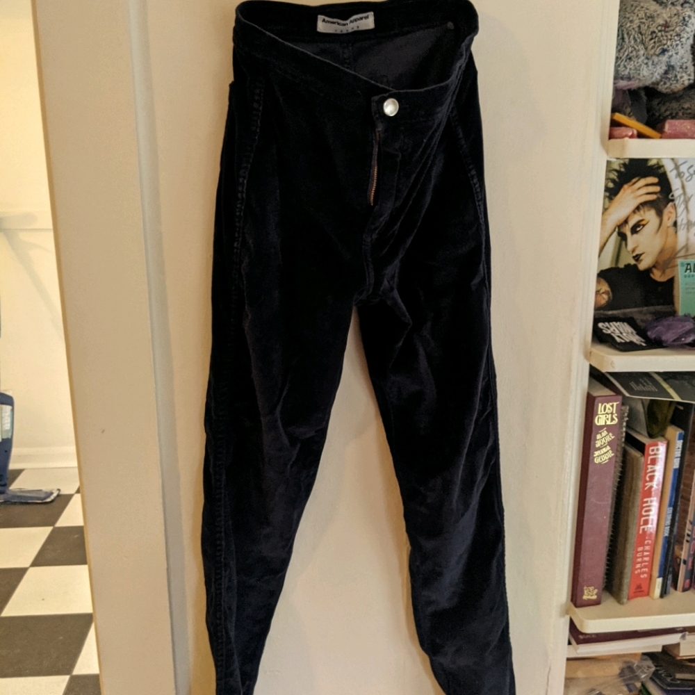 Cotton Blue velvet texture pants small